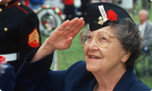 Female Veteran saluting