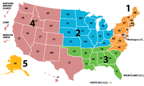 map showing VACCN regions served by TriWest