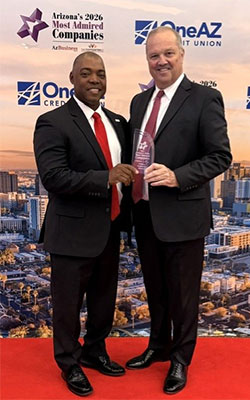 Thomas Hundley and Terry Moultan at award ceremony